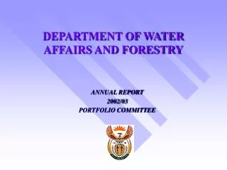 DEPARTMENT OF WATER AFFAIRS AND FORESTRY