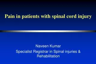 Pain in patients with spinal cord injury