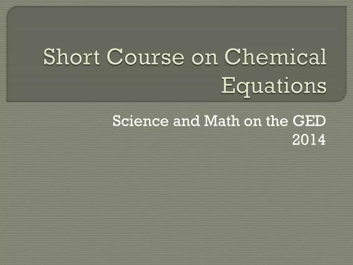 short course on chemical equations