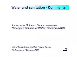 Water and sanitation - Comments