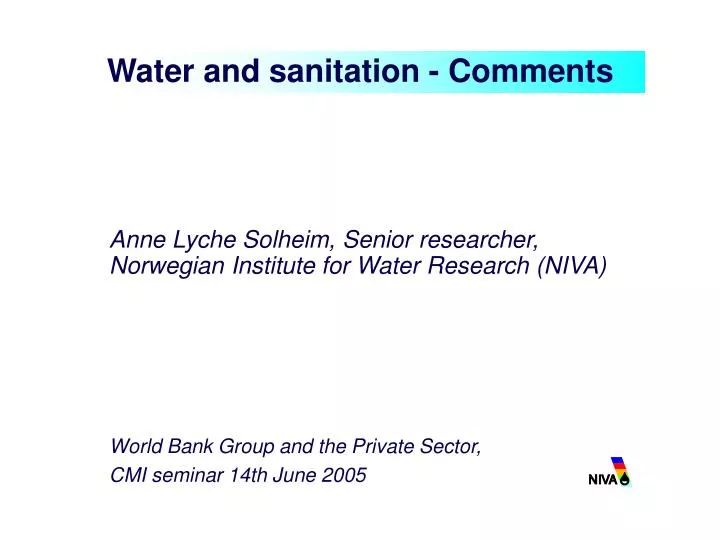 water and sanitation comments