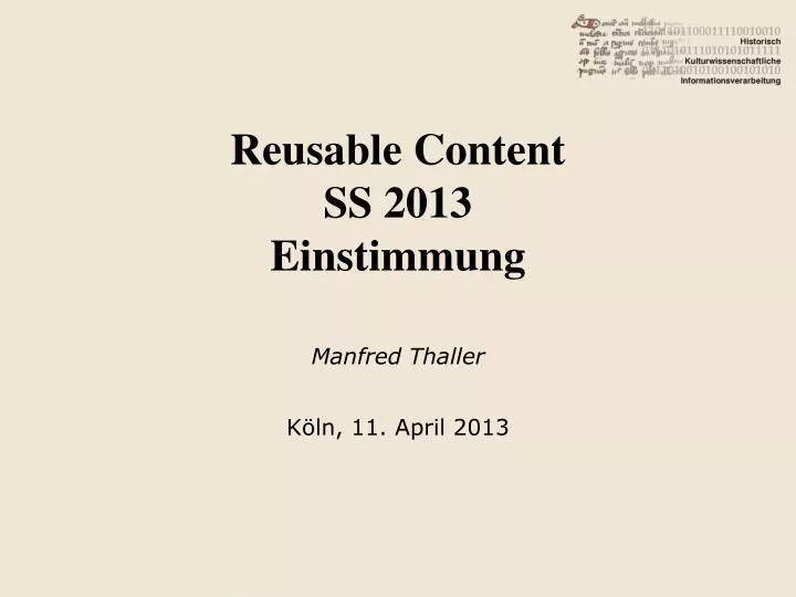reusable content ss 2013 einstimmung