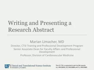Writing and Presenting a Research Abstract
