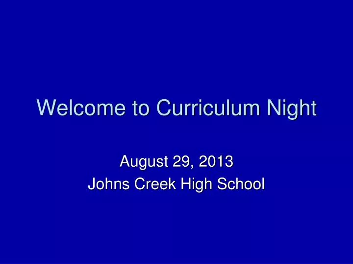 welcome to curriculum night