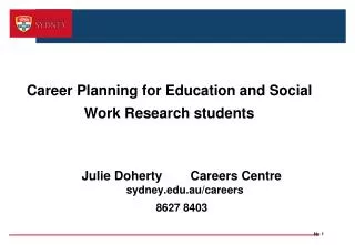 Career Planning for Education and Social Work Research students