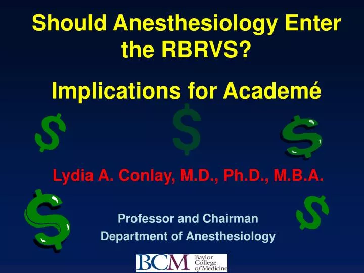 should anesthesiology enter the rbrvs implications for academ
