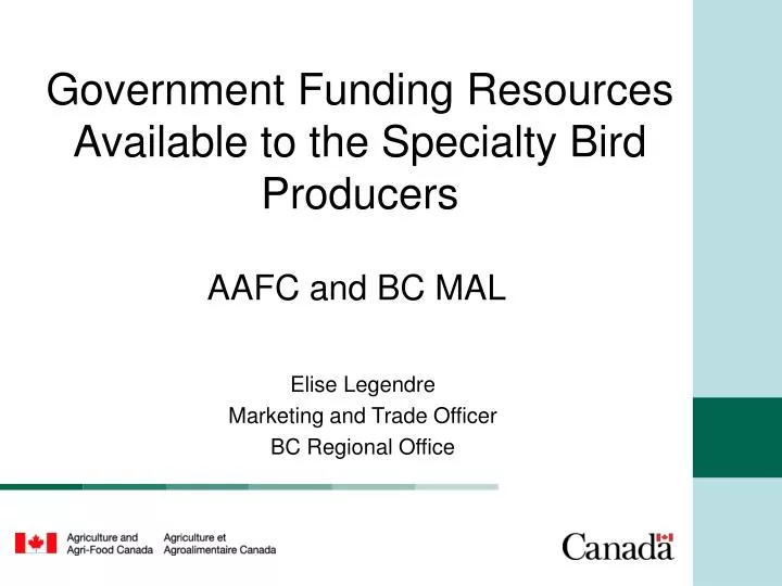 government funding resources available to the specialty bird producers