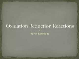 Oxidation Reduction Reactions