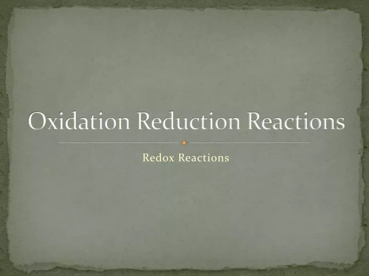 oxidation reduction reactions