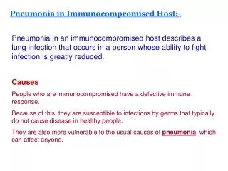 Pneumonia in Immunocompromised Host:-