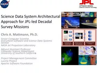 Science Data System Architectural Approach for JPL-led Decadal Survey Missions