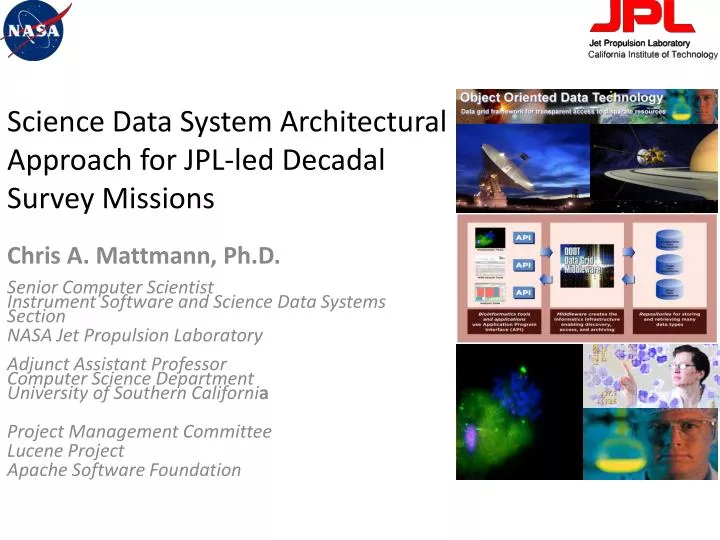 science data system architectural approach for jpl led decadal survey missions