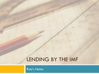 Lending by the IMF