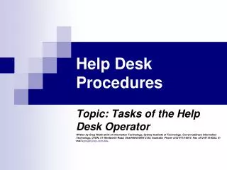 Help Desk Procedures