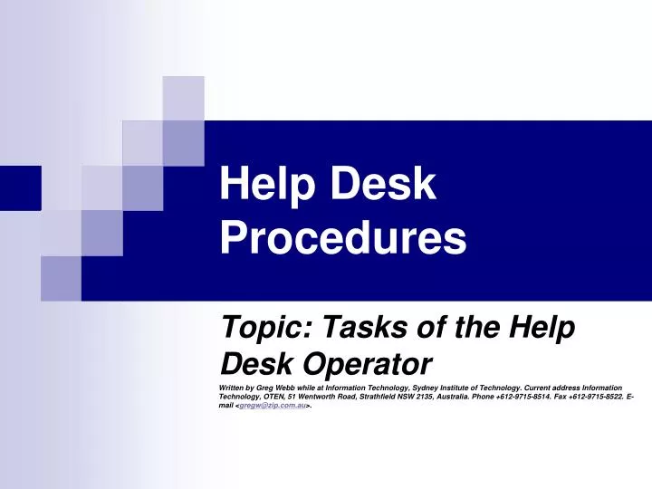 help desk procedures