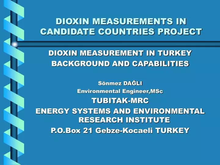 dioxin measurements in candidate countries project