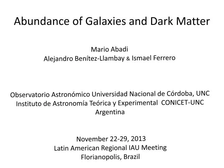 abundance of galaxies and dark matter