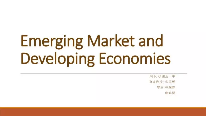 emerging market and developing economies