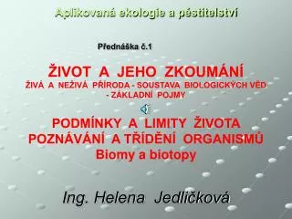 aplikovan ekologie a p stitelstv
