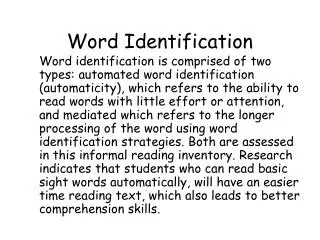 Word Identification