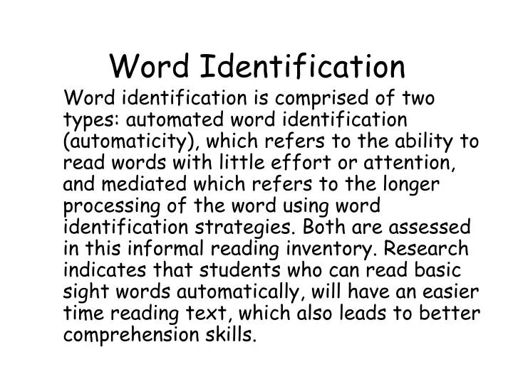 word identification