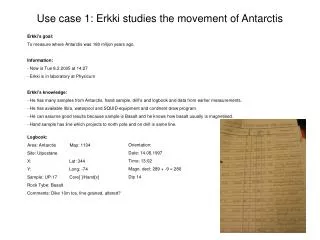 Use case 1: Erkki studies the movement of Antarctis