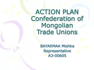 ACTION PLAN Confederation of Mongolian Trade Unions