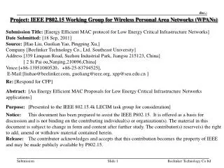 Project: IEEE P802.15 Working Group for Wireless Personal Area Networks (WPANs)