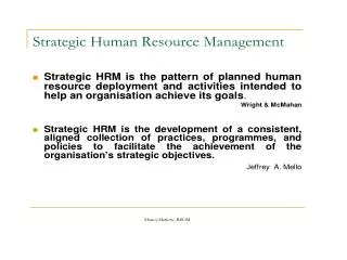 HRM/HRD IN STRATEGIC ORG(SHRM)