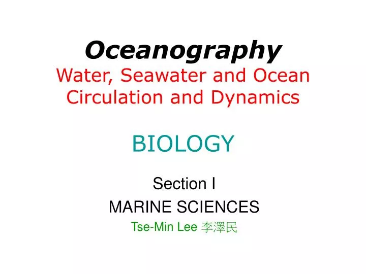 oceanography water seawater and ocean circulation and dynamics biology