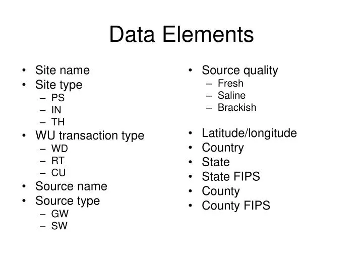 data elements