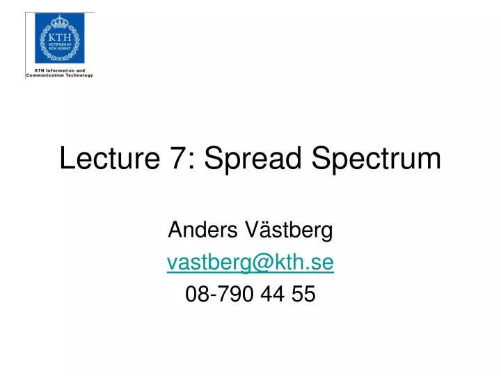 lecture 7 spread spectrum