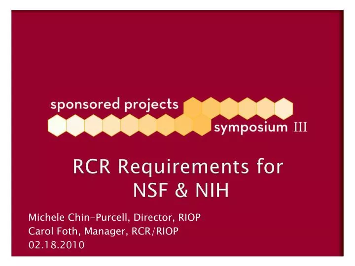 rcr requirements for nsf nih