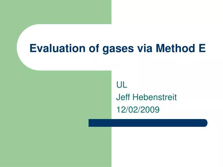 evaluation of gases via method e