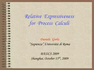 Relative Expressiveness for Process Calculi