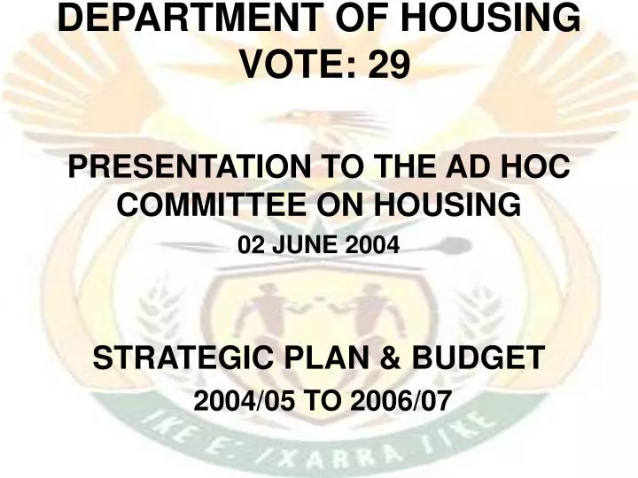department of housing vote 29