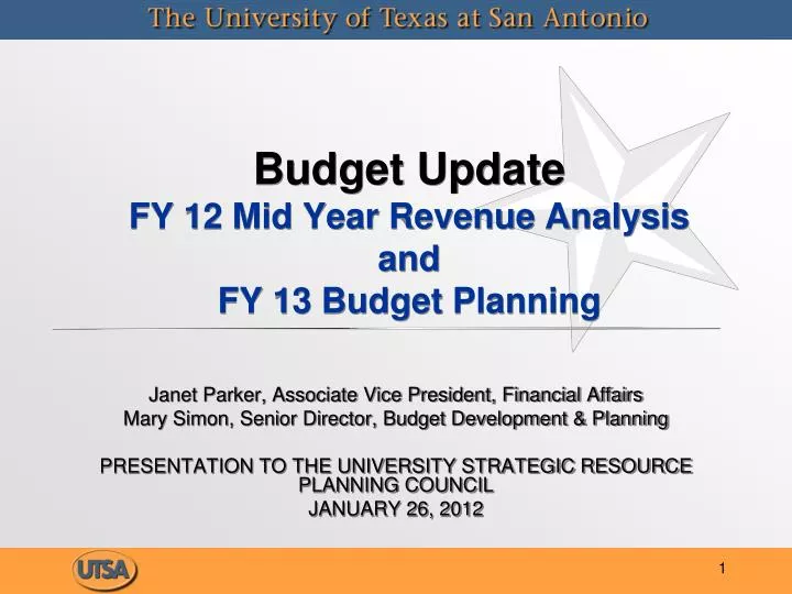 budget update fy 12 mid year revenue analysis and fy 13 budget planning
