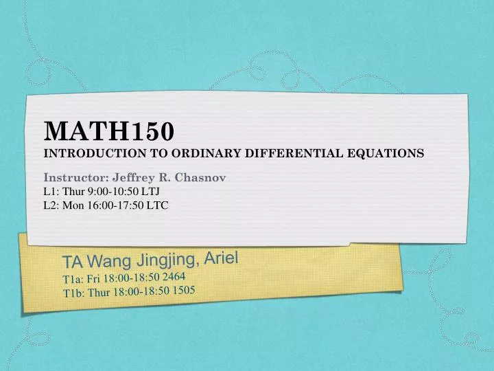 math150 introduction to ordinary differential equations