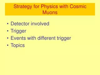 Strategy for Physics with Cosmic Muons