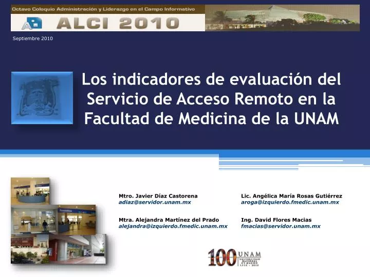 los indicadores de evaluaci n del servicio de acceso remoto en la facultad de medicina de la unam