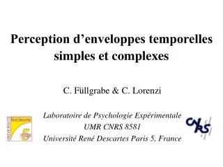 perception d enveloppes temporelles simples et complexes