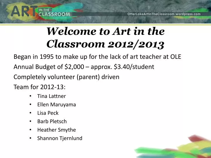welcome to art in the classroom 2012 2013
