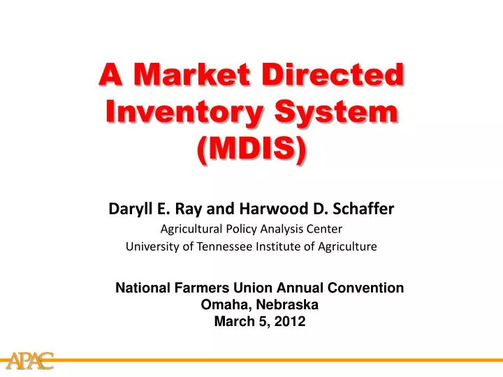 a market directed inventory system mdis