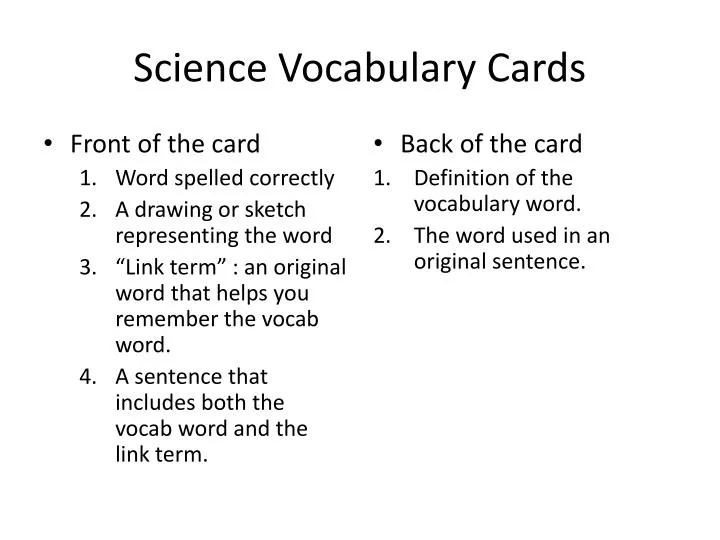 science vocabulary cards