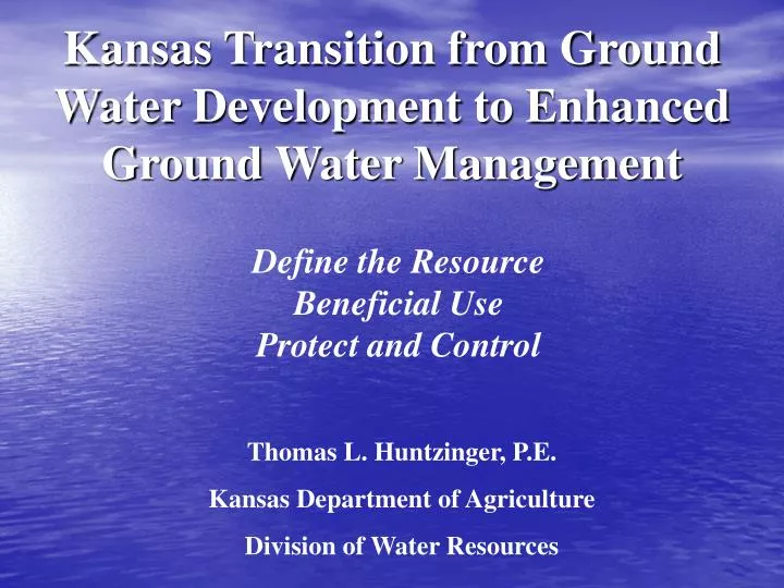 kansas transition from ground water development to enhanced ground water management