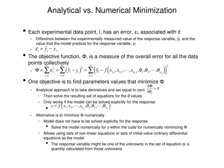 analytical vs numerical minimization