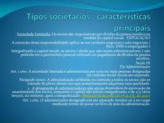 tipos societ rios caracter sticas principais
