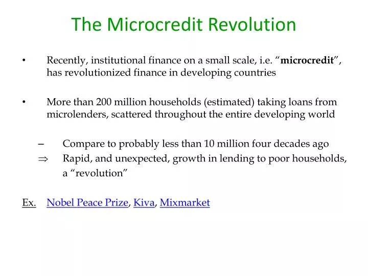 the microcredit revolution