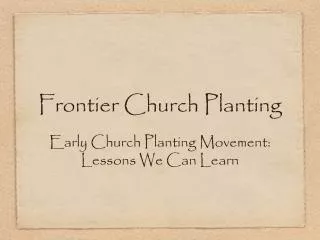 Frontier Church Planting