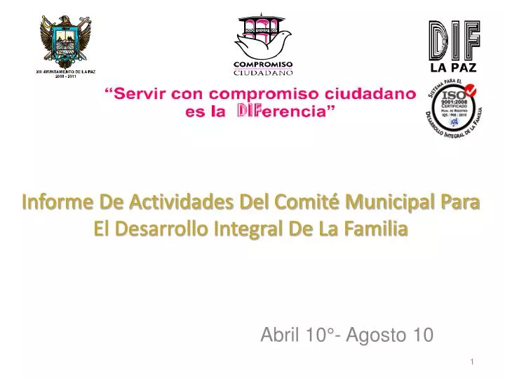 informe de actividades del comit municipal para el desarrollo integral de la familia